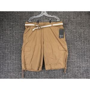 Akademiks Shorts Mens 39 (Tag 40) Khaki Tan Cargo Belted Lightweight Outdoor NWT